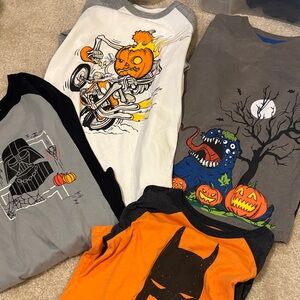 Halloween long sleeve shirt lot- pumpkins skeletons Star Wars